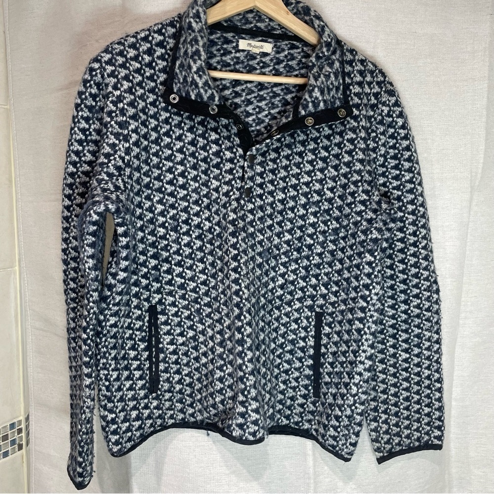 Madewell Blue and White Patterned Sweater